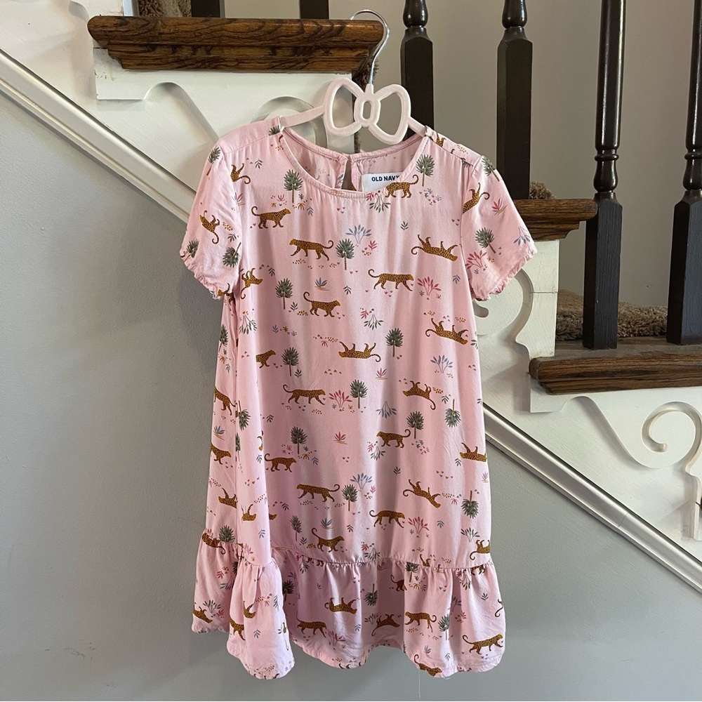 Old Navy Pink Leopard Peplum Dress Size 5T